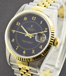 2-Tone 36mm Datejust with Special Black / Metalic Blue Arabic Dial on Jubilee Bracelet with Fluted Bezel