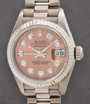 Ladies 26mm President in White Gold with Fluted Bezel on President Bracelet with Pink Diamond Dial