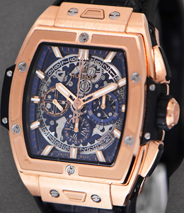 Spirit of Big Bang 42mm in Rose Gold with Blue Subdials On Blue  Alligator Leather Strap with Skeleton Dial