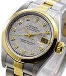 Ladies Datejust 26mm 2-Tone with Meteorite Diamond Dial  on Oyster Bracelet with White Meteorite Diamond Dial