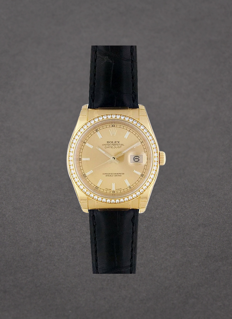 Rolex Unworn Datejust 36mm in Yellow Gold with Diamond Bezel