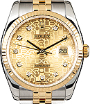 Datejust 36mm in Steel with Yellow Gold Fluted Bezel on Jubilee Bracelet with Champagne Jubilee Diamond Dial