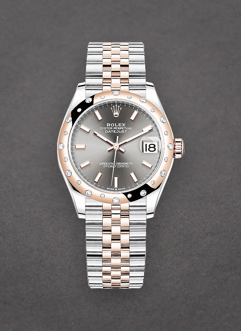 Rolex Unworn Datejust 31mm in Steel with Rose Gold 24 Diamond Bezel