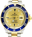 Submariner 40mm in Steel and Yellow Gold Blue Bezel on Oyster Bracelet with Champagne Serti Diamond Dial