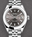 Datejust Ladies 26mm in Steel with Smooth Bezel on Jubilee Bracelet with Rhodium Stick Dial