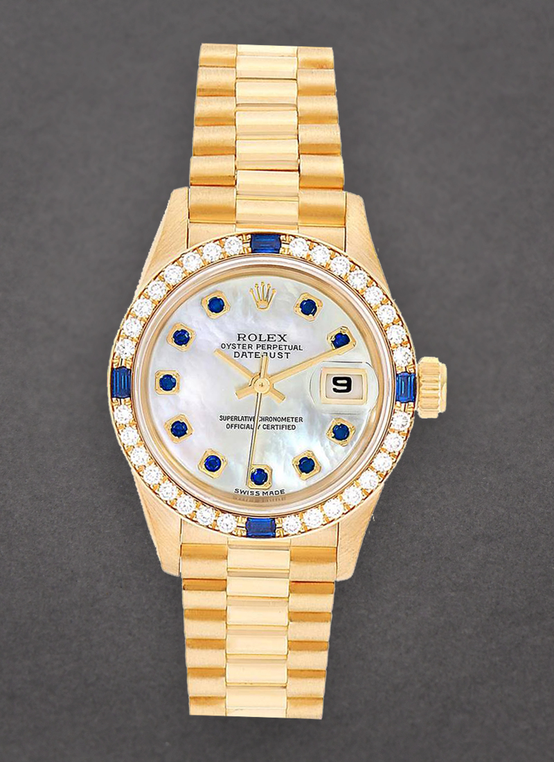 Pre-Owned Rolex Ladies President in Yellow Gold with Diamond Bezel