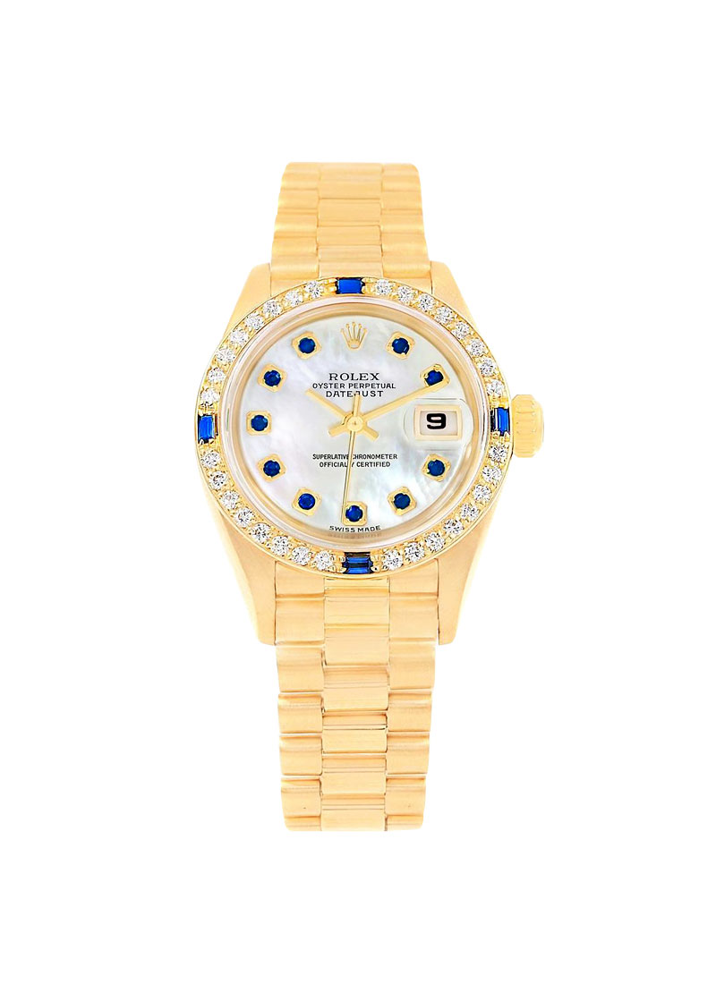 Pre-Owned Rolex Ladies President in Yellow Gold with Diamond Bezel