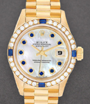 Ladies President in Yellow Gold with Diamond Bezel on President Bracelet with MOP factory Sapphire Diamond Dial