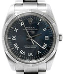 Air-King 34mm in Steel with Engine Bezel on Oyster Bracelet with Blue Roman Dial