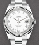 Datejust II 41mm with White Gold Fluted Bezel on Oyter Bracelet with White Roman Dial