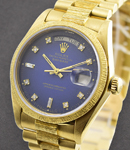 Day-Date 36mm Bark President in Yellow Gold on Bark President Bracelet with Blue Diamond Dial