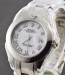 Masterpiece 29mm in White Gold with Single Diamond Bezel on Masterpiece Bracelet with White Roman Dial