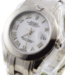 Masterpiece 29mm in White Gold with Single Diamond Bezel on Masterpiece Bracelet with White Roman Dial