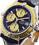 Chronomat 2-Tone in Steel and Yellow Gold on Strap with Black Dial with Gold Subdials