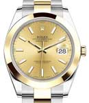 Datejust 41mm in Steel with Yellow Gold Smooth Bezel on Oyster Bracelet with Champagne Stick Dial