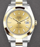 Datejust 41mm in Steel with Yellow Gold Smooth Bezel on Oyster Bracelet with Champagne Stick Dial