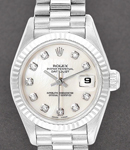 Ladies President in White Gold with Fluted Bezel on President Bracelet with MOP Diamond Dial