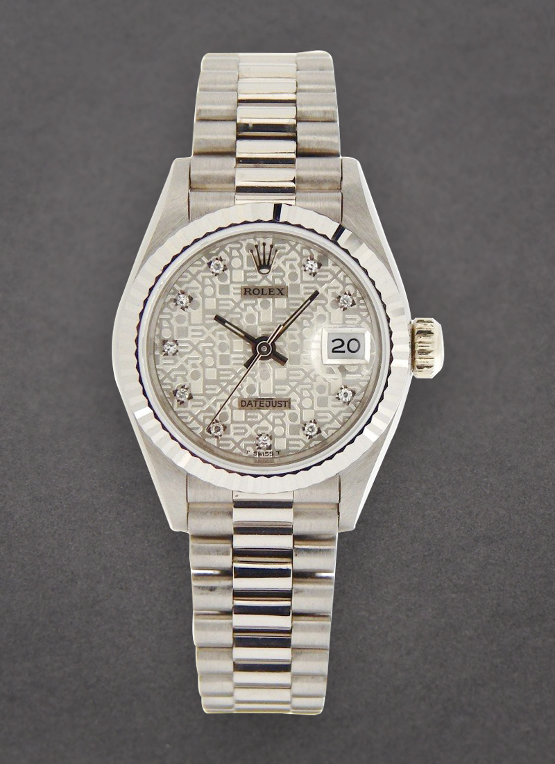 Pre-Owned Rolex Ladies President in White Gold with Fluted Bezel