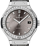 Classic Fusion Racing Gray in Titanium with Diamond Bezel On Grey Alligator Leather Strap with Gray Dial