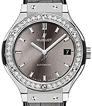 Classic Fusion Racing Gray in Titanium with Diamond Bezel On Grey Alligator Leather Strap with Gray Dial