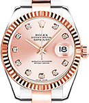 Datejust Ladies 26mm in Steel with Rose Gold Fluted Bezel on Oyster Bracelet with Pink Diamond Dial