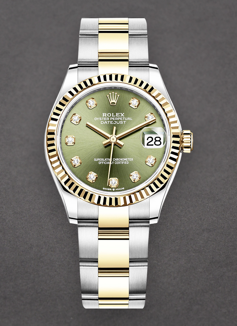 Rolex Unworn Midsize Datejust 31mm in Steel with Yellow Gold Fluted Bezel