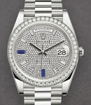 Day Date 40mm in White Gold with Diamond Bezel on President Bracelet with Pave Diamond Dial