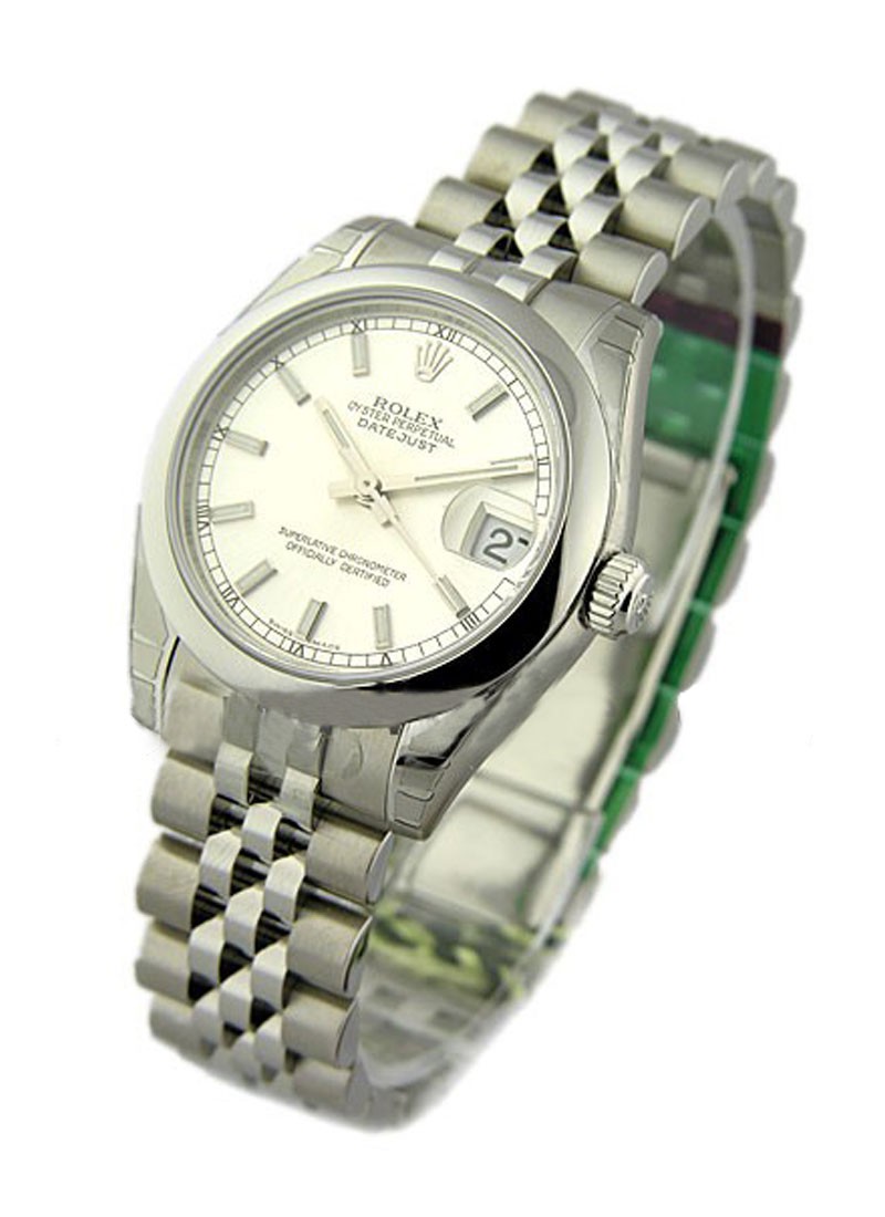 Pre-Owned Rolex Mid Size 31mm Datejust in Steel with Smooth Bezel