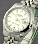 Mid Size 31mm Datejust in Steel with Smooth Bezel on Jubilee Bracelet with Silver Stick Dial