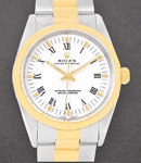 Oyster Perpetual 34mm No Date in Steel with Yellow Gold Smooth Bezel on Oyster Bracelet with White Roman Dial