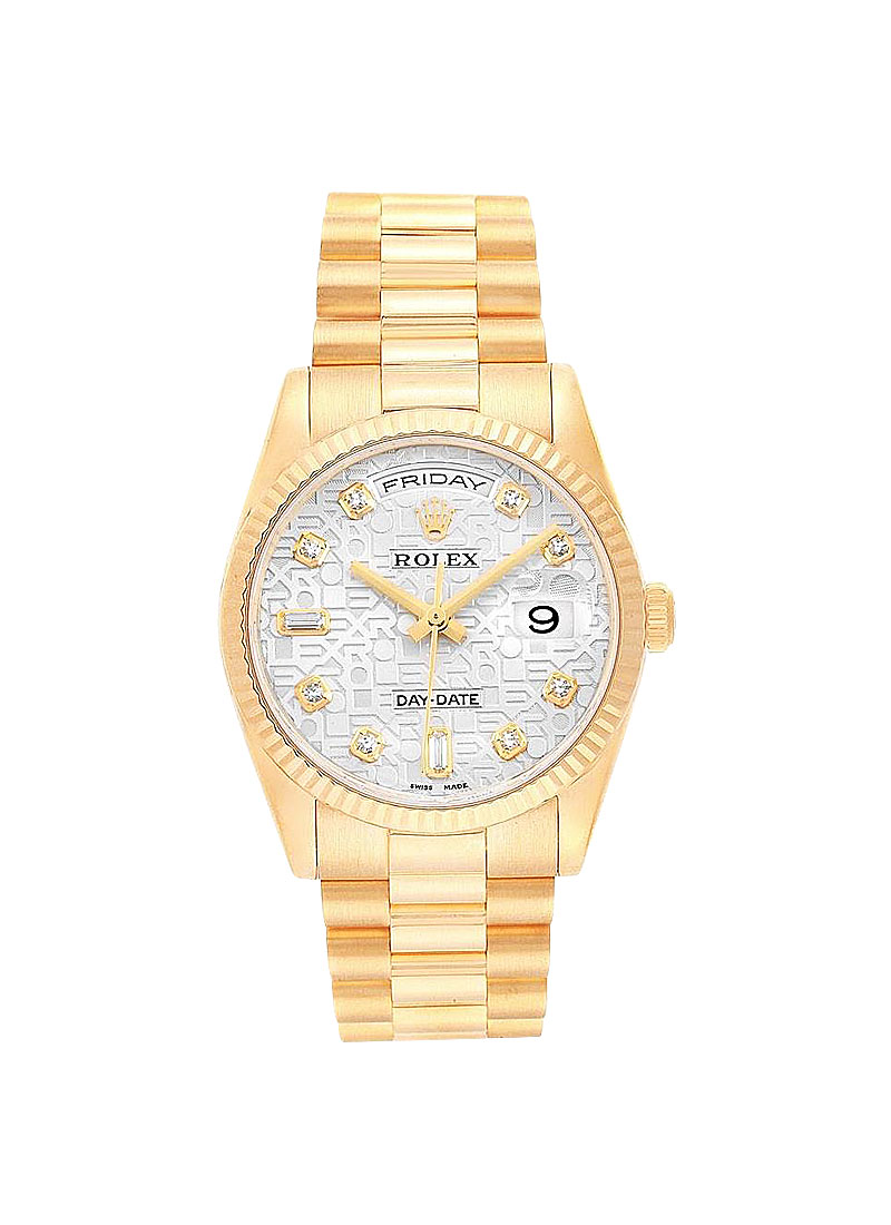 Pre-Owned Rolex President Day-Date 36mm in Yellow Gold with Fluted Bezel