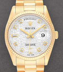 President Day-Date 36mm in Yellow Gold with Fluted Bezel on President Bracelet with Silver Jubilee Diamond Dial