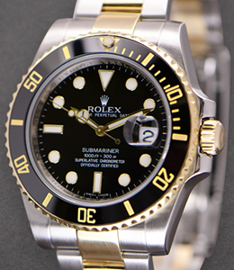 2-Tone Submariner with Black Dial and Black Ceramic Bezel on 2-Tone Oyster Bracelet