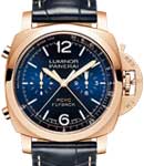 PAM01020 - Luminor Yachts Challenge 44 mm Chrono Flyback in Rose Gold on Blue Alligator Leather Strap with Blue Dial