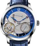 Balancier Asymetrique in Steel - USA Unique Edition of 11. on Blue Crocodile Leather Strap with Silver and Blue Dial