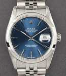 Datejust 36mm in Steel with Domed Bezel on Jubilee Bracelet with Blue Stick Dial