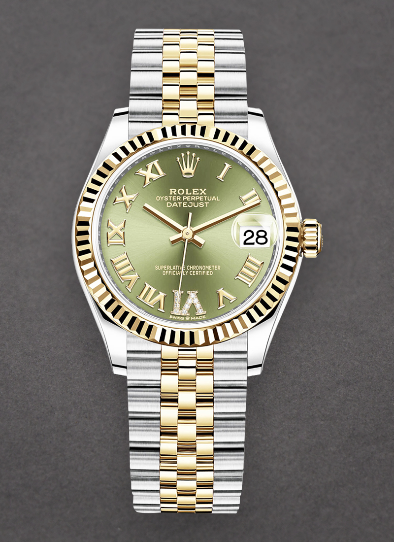 Rolex Unworn Midsize Datejust 31mm in Steel with Yellow Gold Fluted Bezel