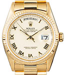 Day-Date President 36mm in Yellow Gold with Fluted Bezel on President Bracelet with Ivory Roman Dial