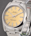 Oyster Perpetual 34mm No Date in Steel with Smooth Bezel on Oyster Bracelet with White Grape Stick Dial