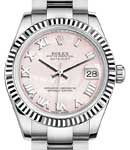 Datejust 31mm in Steel with Fluted Bezel on Oyster Bracelet with Pink MOP Roman Dial