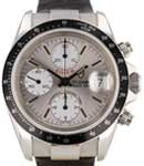 Tiger Price Chronograph in Steel with Black Tachometer Bezel on Black Crocodile Leather Strap with Silver Dial