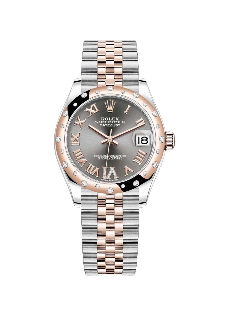 Pre-Owned Rolex Mid Size Datejust 31mm in Steel with Rose Gold 24 Diamond Bezel