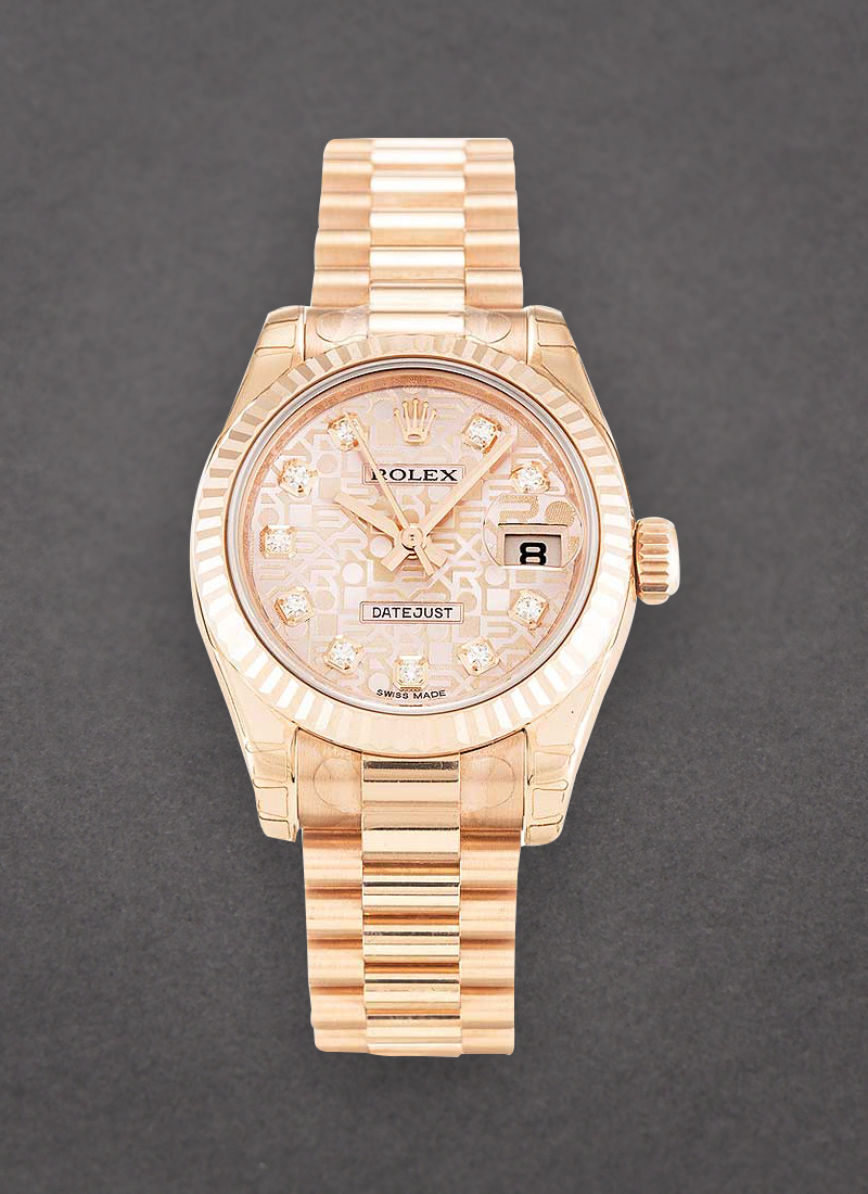 Pre-Owned Rolex Ladies 26mm President in Rose Gold with Fluted Bezel