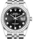 Datejust 36mm in Steel with Diamond Bezel on Steel Jubilee Bracelet with Black Diamond Dial