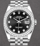 Datejust 36mm in Steel with Diamond Bezel on Steel Jubilee Bracelet with Black Diamond Dial