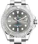 Yachtmaster 40mm in Steel with Platinum Bezel on Oyster Bracelet with Dark Rhodium Dial