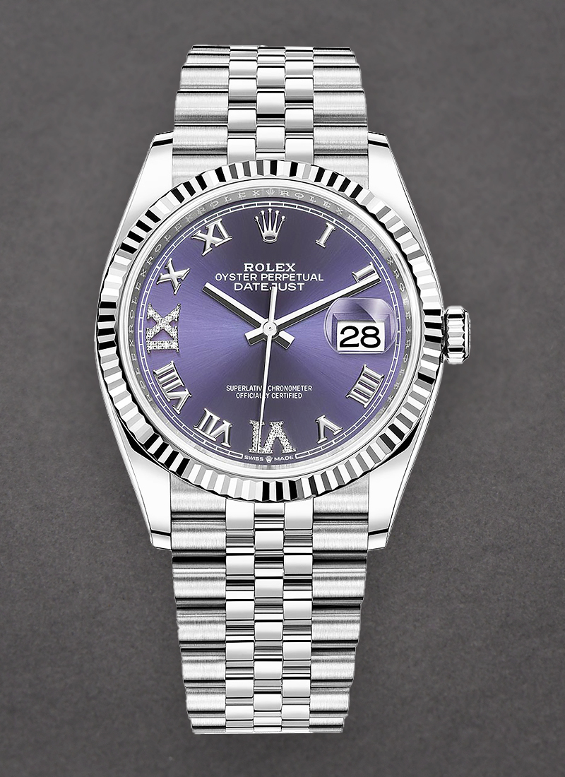 Rolex Unworn Datejust 36mm in Steel and White Gold Fluted Bezel