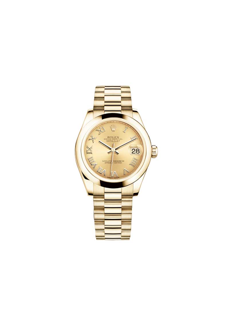 Pre-Owned Rolex Midsize President 31mm in Yellow Gold with Domed Bezel