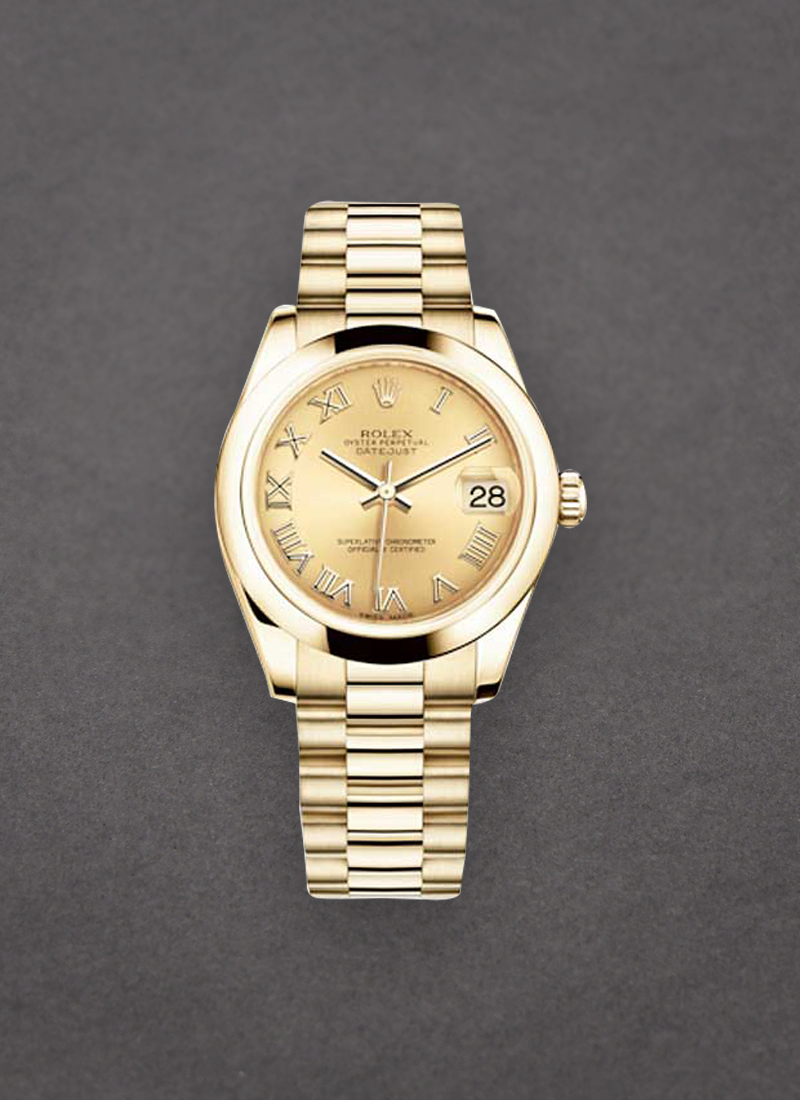 Pre-Owned Rolex Midsize President 31mm in Yellow Gold with Domed Bezel