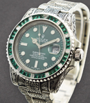 Submariner with Custom Engraving Design Custom Green Dial and Custom Emerald and Diamond Bezel